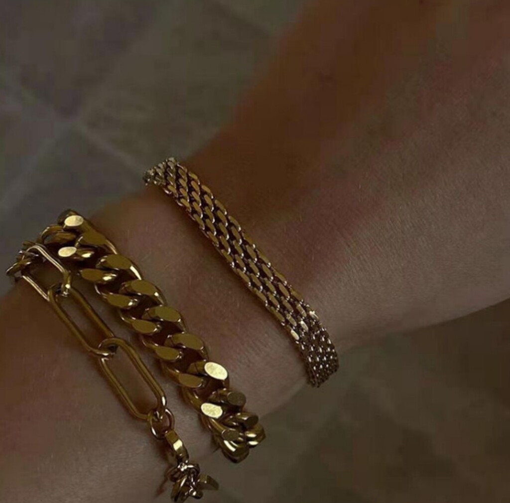 Women Girl Titanium Stainless Steel 9 mm Gold Mesh Rope Chain Bracelet 6.5-8.5″