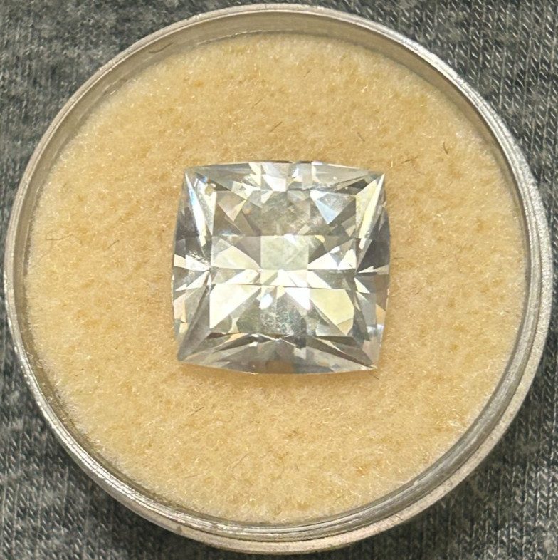 Vintage Fancy Checkerboard Square YAG 11.3mm 14.2ct Lab Gemstone