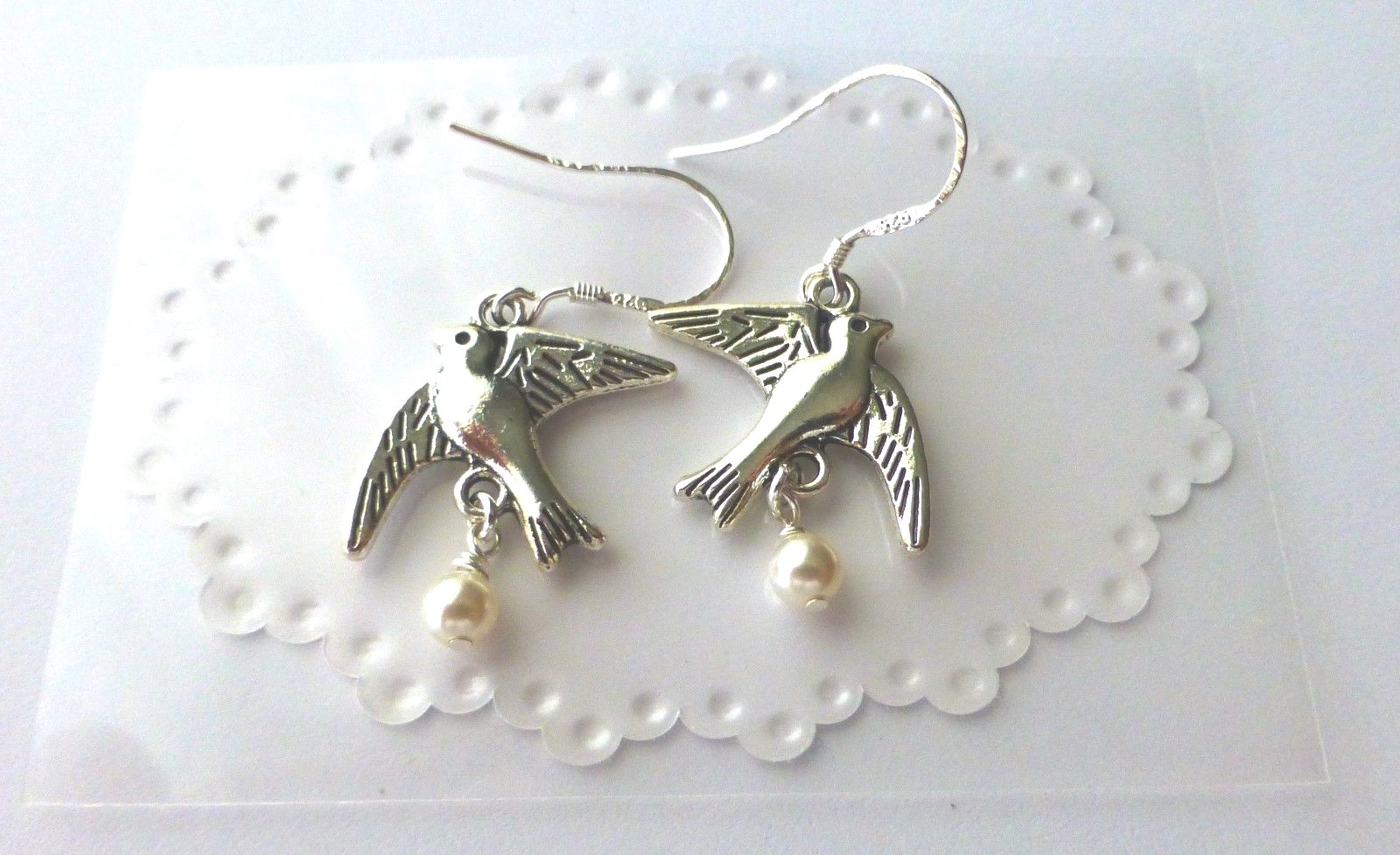 Bird Sparrow Dangle Earrings With Sterling Silver