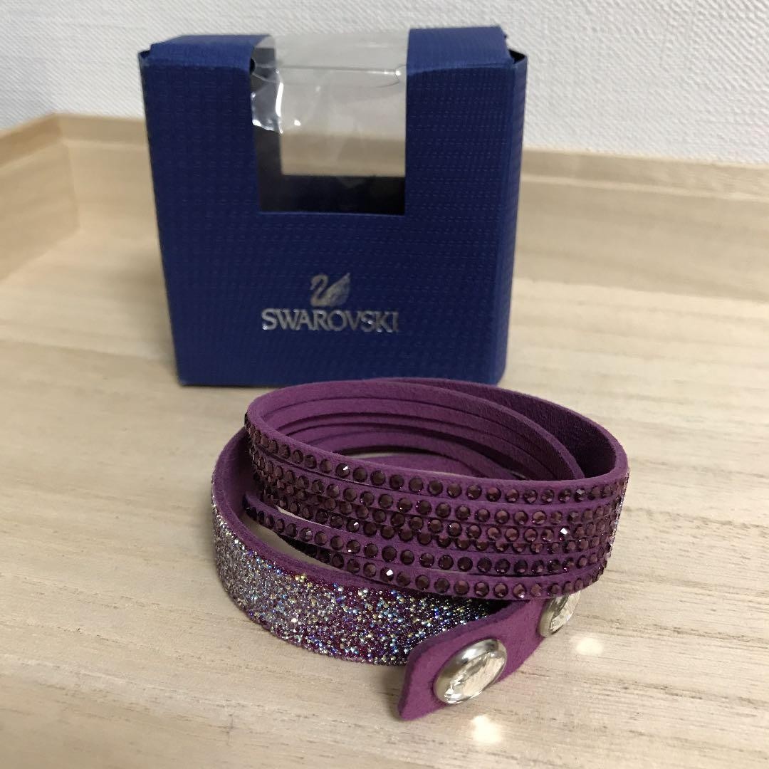 Swarovski Slake Purple Duo Bracelet Alcantara Crystal Adjustable D126