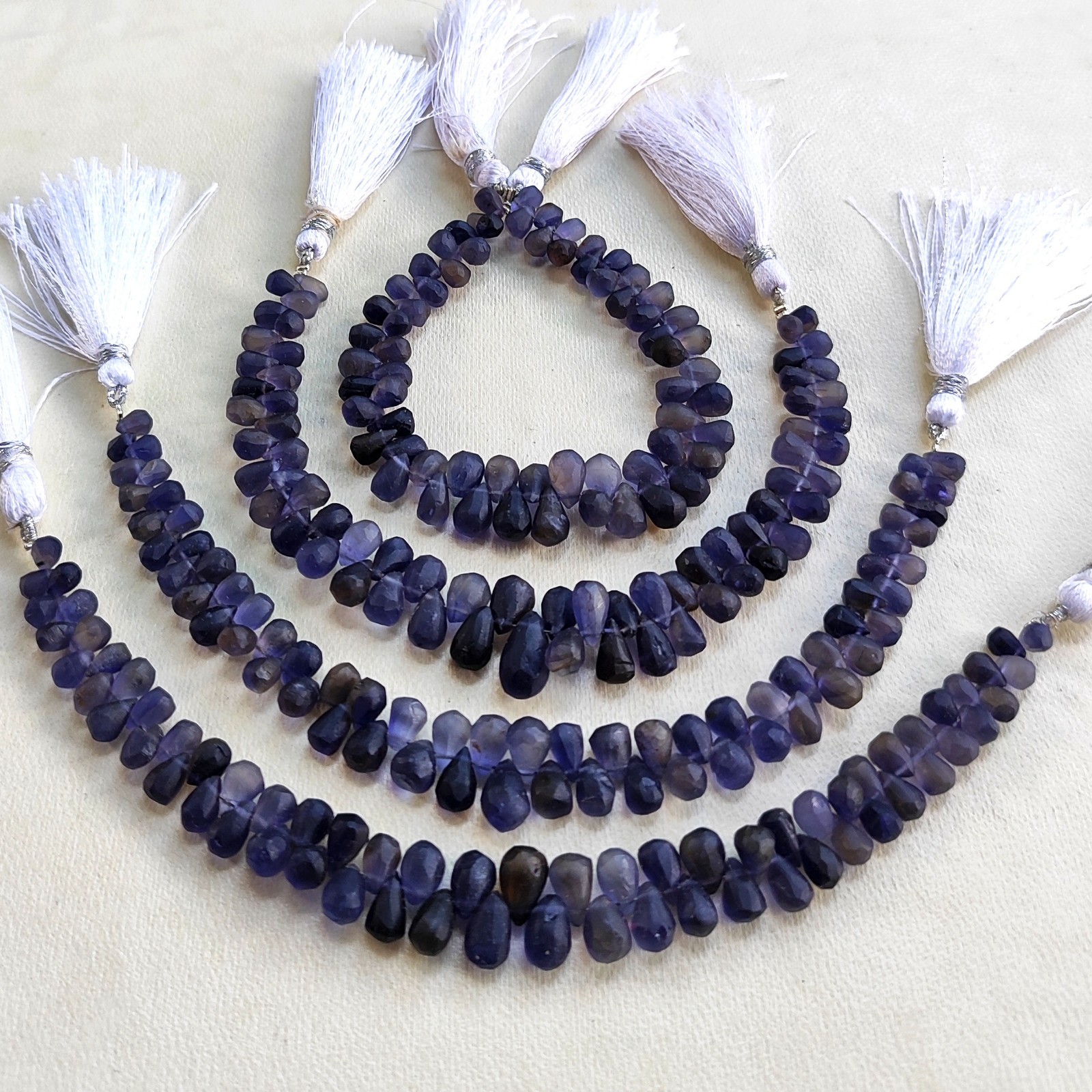 Natural Iolite Gemstone 6×4 to 8×6 mm Size Unpolished Drop Shape Beads 7″ Strand