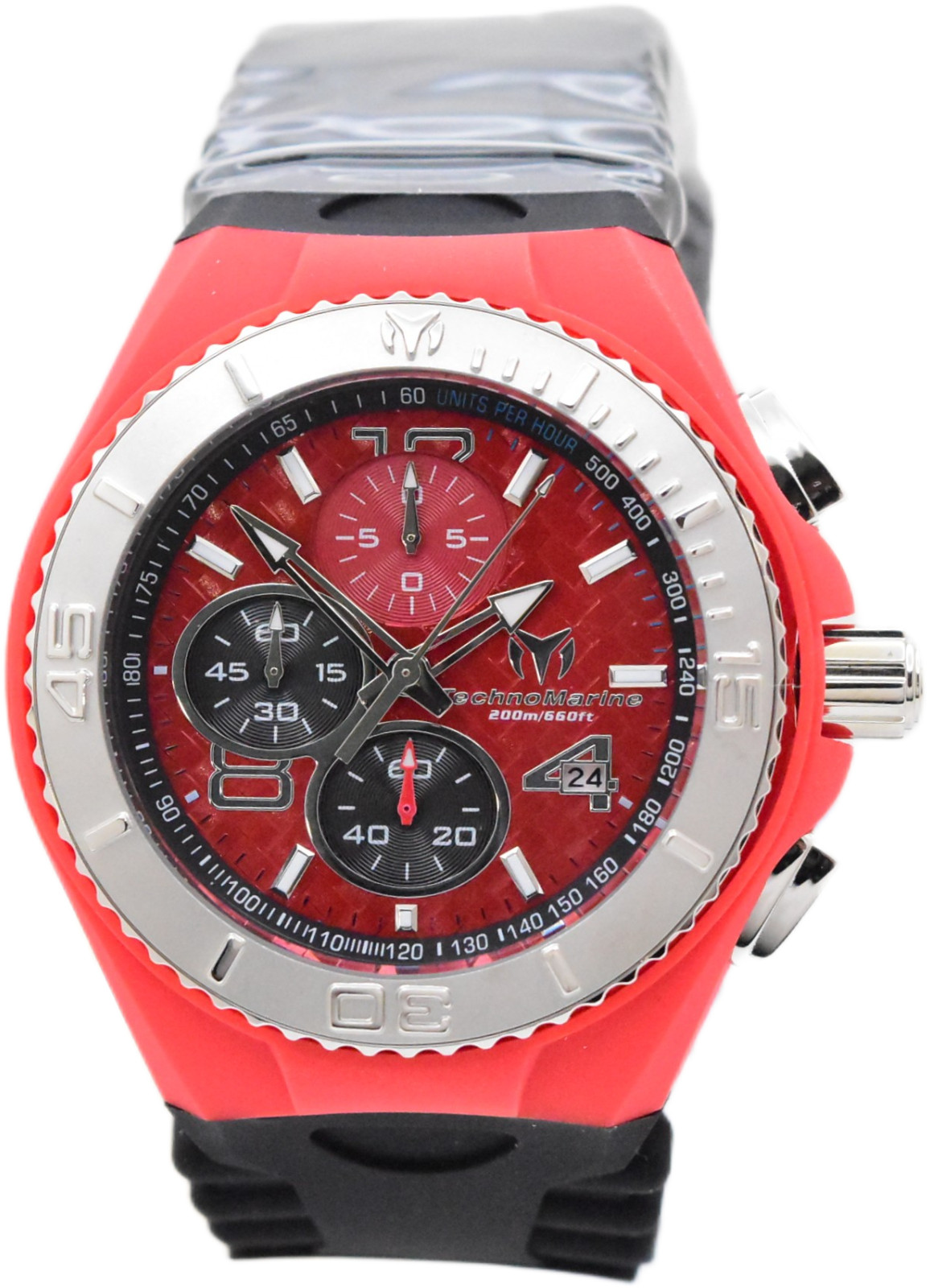 TechnoMarine Cruise JellyFish Men’s 46mm Red Weave Dial Chrono Watch TM-115113
