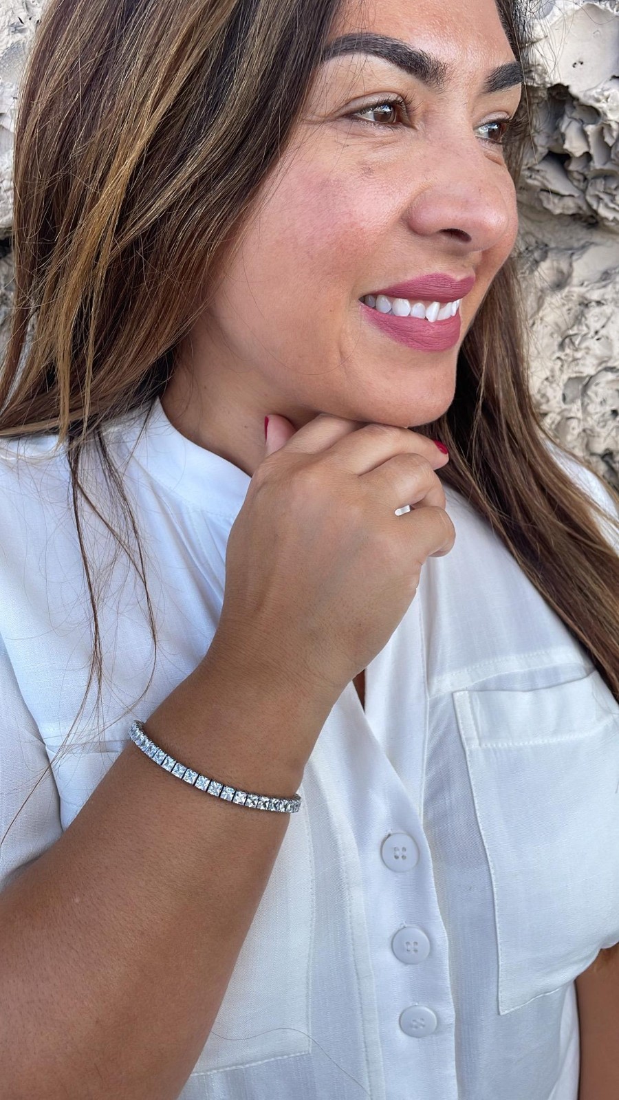 Women’s EF/VSSI Princess Cut Lab Grown Diamond Tennis Bracelet 14k White Gold