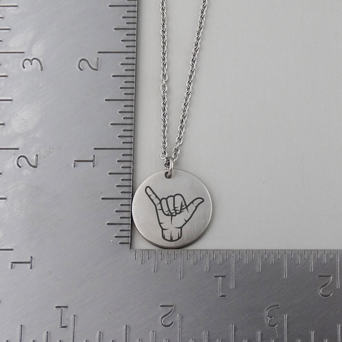Hang Loose Shaka Stainless Pendant Necklace – Hawaiian Hang Ten Sign Surfer 18″