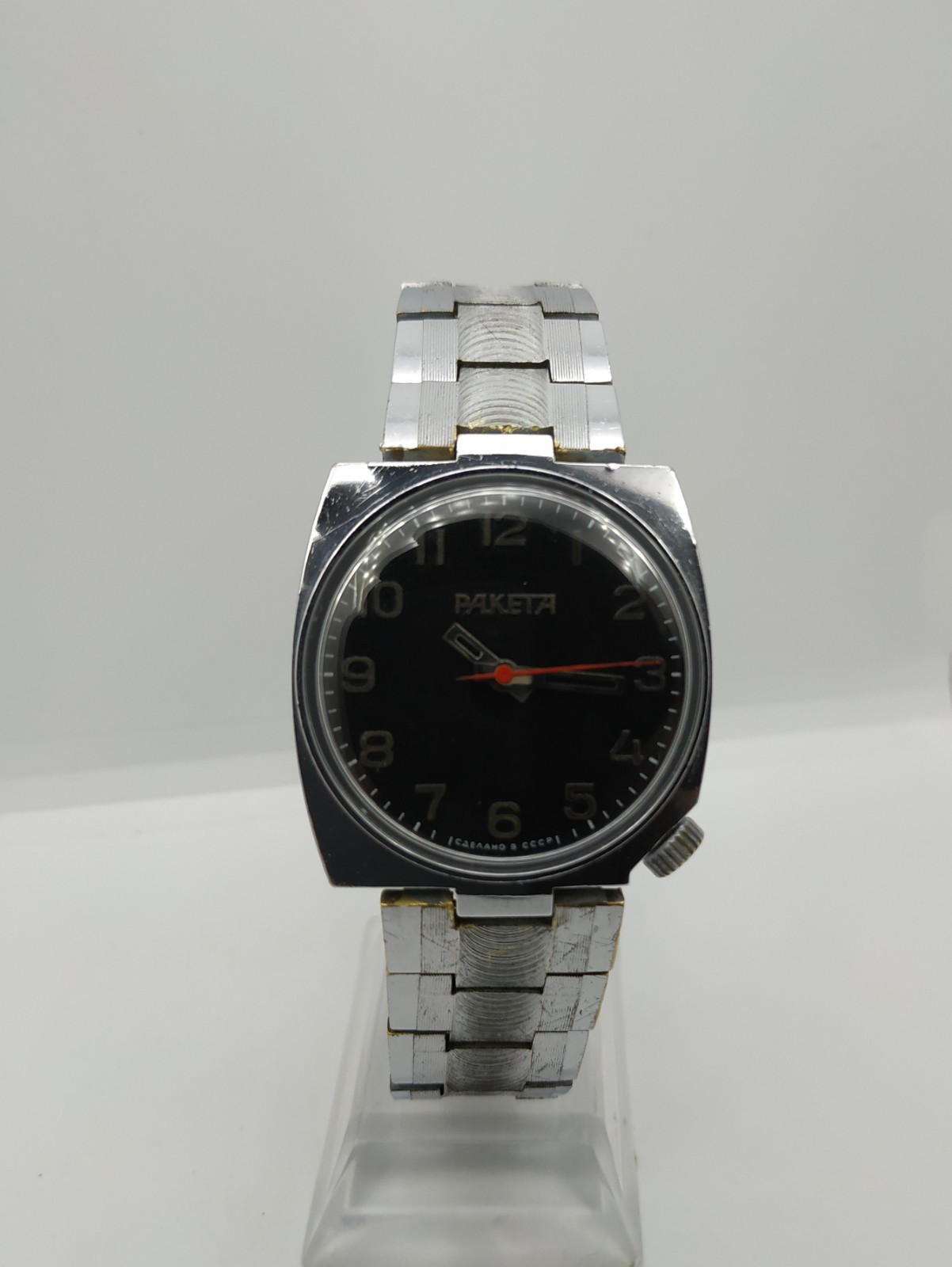 Men’s Dress Vintage USSR Watch RAKETA Mechanical 2609.HA Retro Soviet Black Dial
