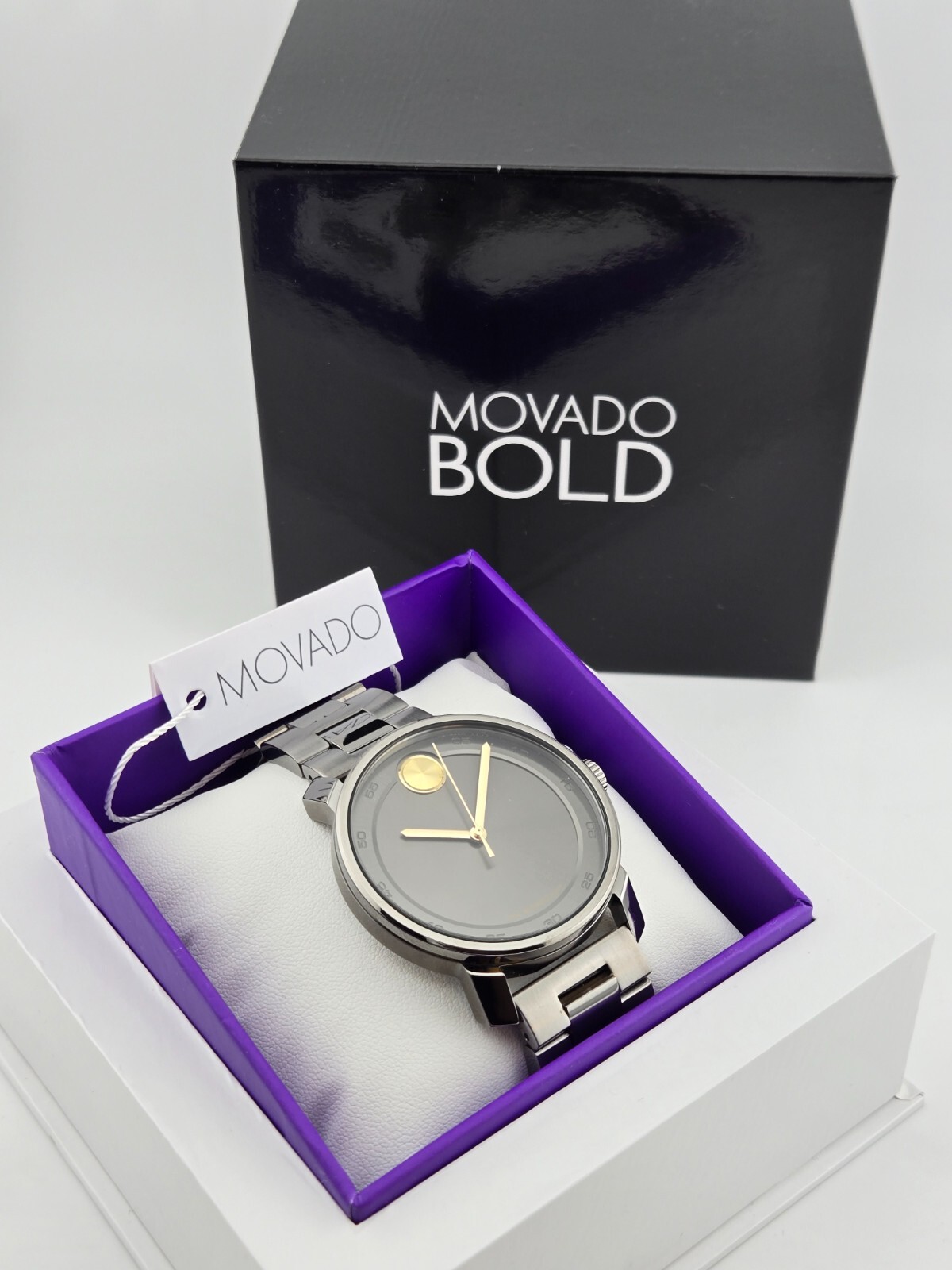 $795 MSRP | Movado Bold Men’s Gray Dial Stainless Steel Watch – 3600913