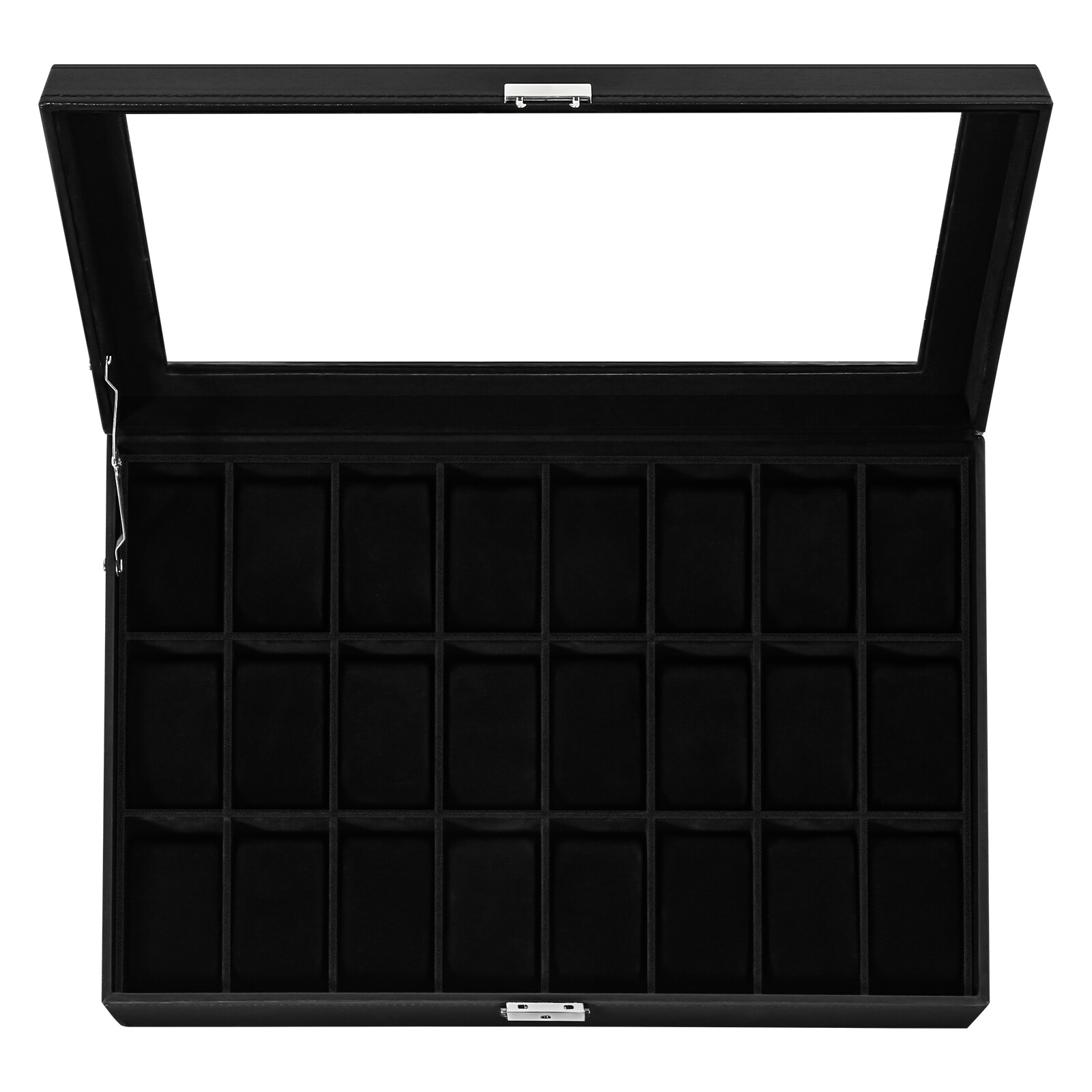 24 Slots PU Leather Watch Case Box Jewelry Organizer Display Case Lockable Gift
