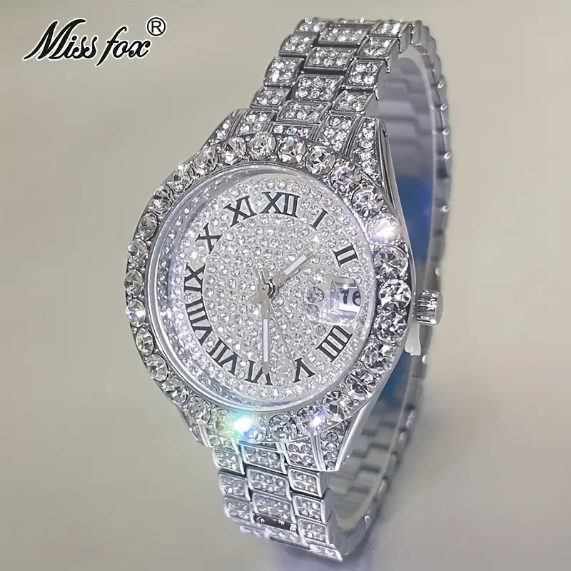 Hip Hop Luxury Ice out Women’s Watch Iced King Bling Silver Cz Diamond Best Gift