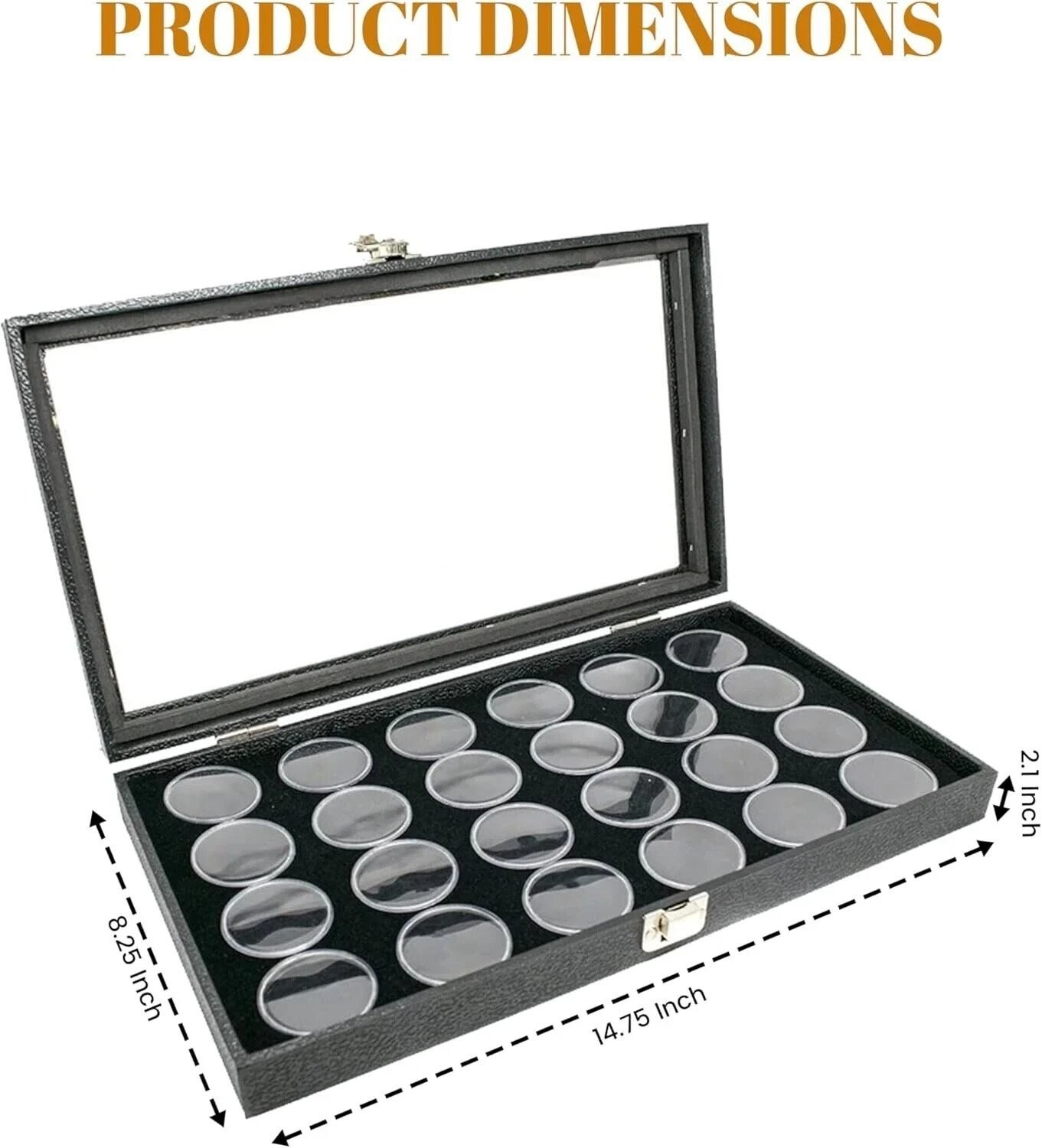 Novel Box Glass Top Black Jewelry Gemstone Display Case With Gem Jar Tray Insert