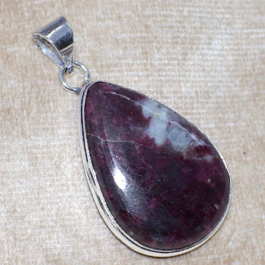 925 Silver Plated Lepidolite Pendant 1.6″ Unique Daily Wear Gift Trendy MJ