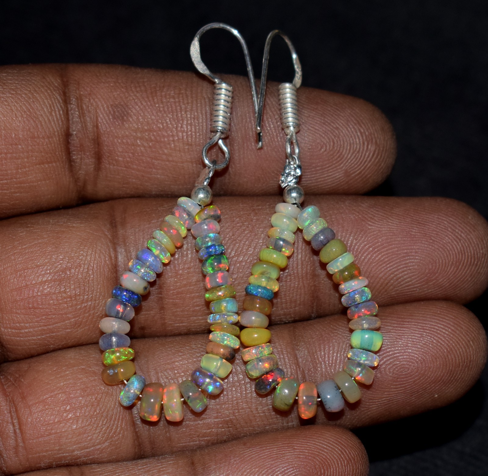 Natural Ethiopian Opal Earrings Droop Earring, Opal Gemstone Beads Jewelry F671
