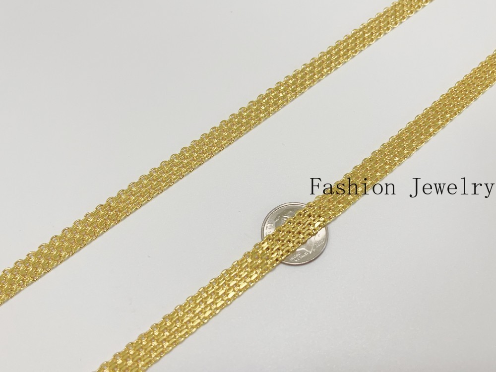 Solid 18K Yellow Gold Vintage Multi Layer Wide Necklace Chain 8mm 22in men/women