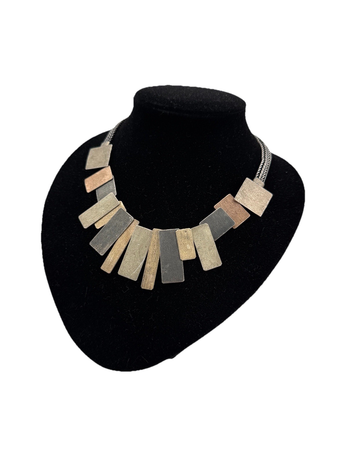 Sharon Levy Sterling Silver 925 Egyptian Necklace Statement Brutalist 16″ Israel
