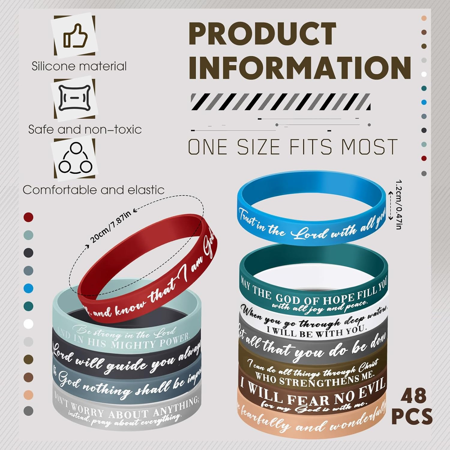 Bible Verse Bracelets 24Pc Scripture Silicone Wristbands Christian Motivational