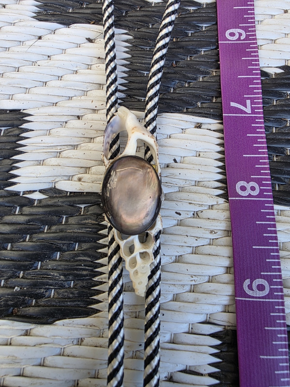 Bolo Tie. . Lavander Stone. Shells. 34″