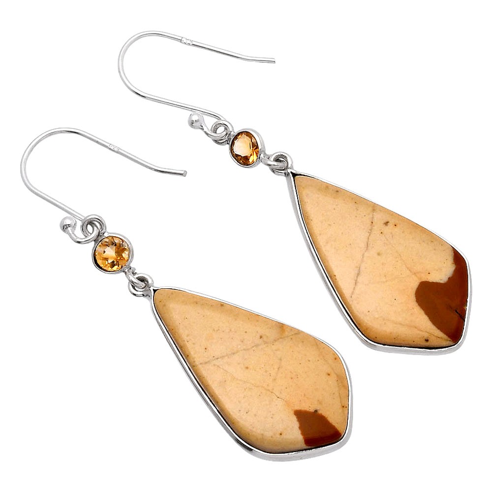 Natural Maligano Jasper & Citrine 925 Sterling Silver Earrings Jewelry E-1002