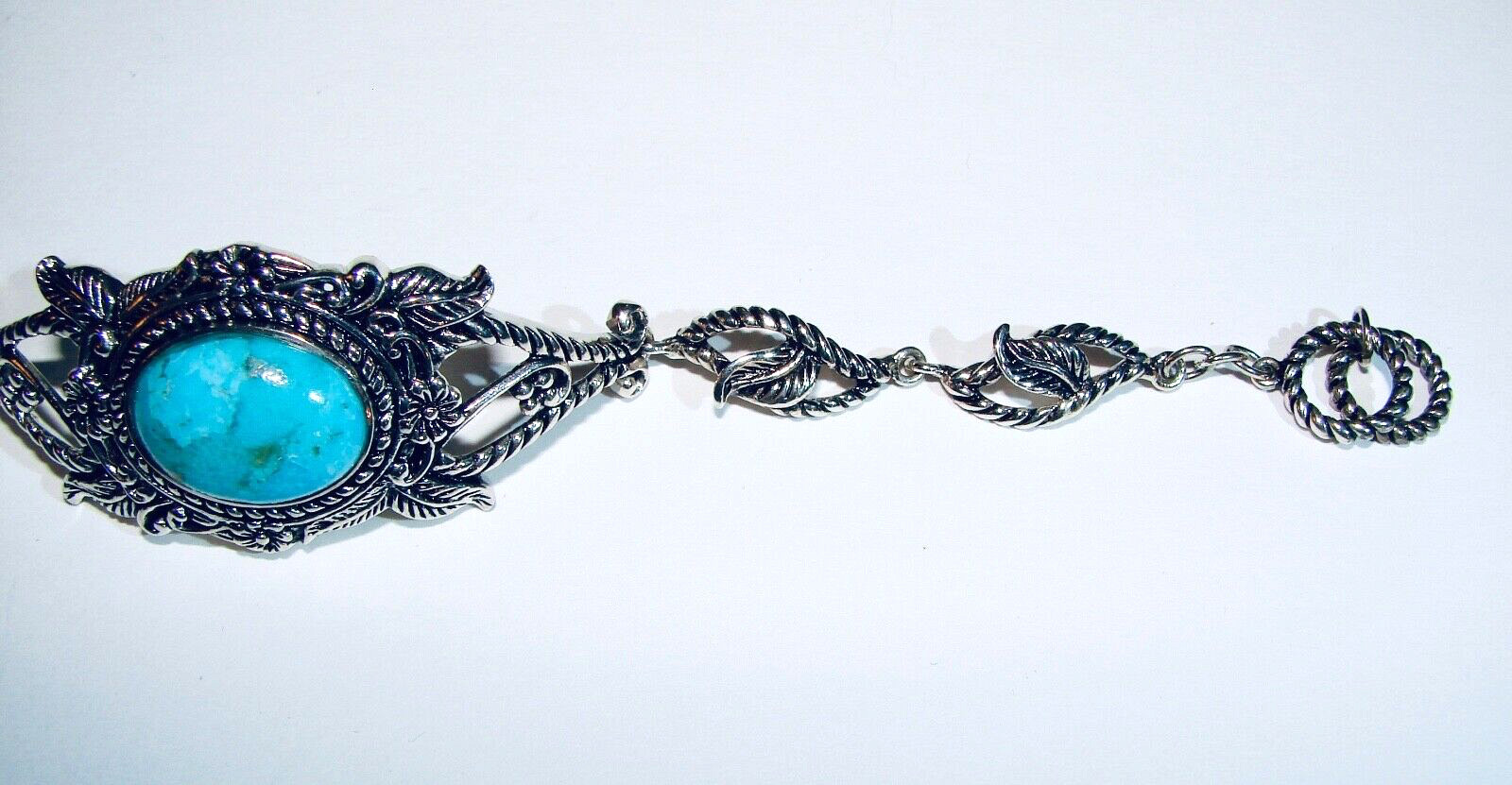 STERLING SILVER TURQUOISE FLOWER DESIGN BBJ TOGGLE BRACELET Bangkok Ratnaraj