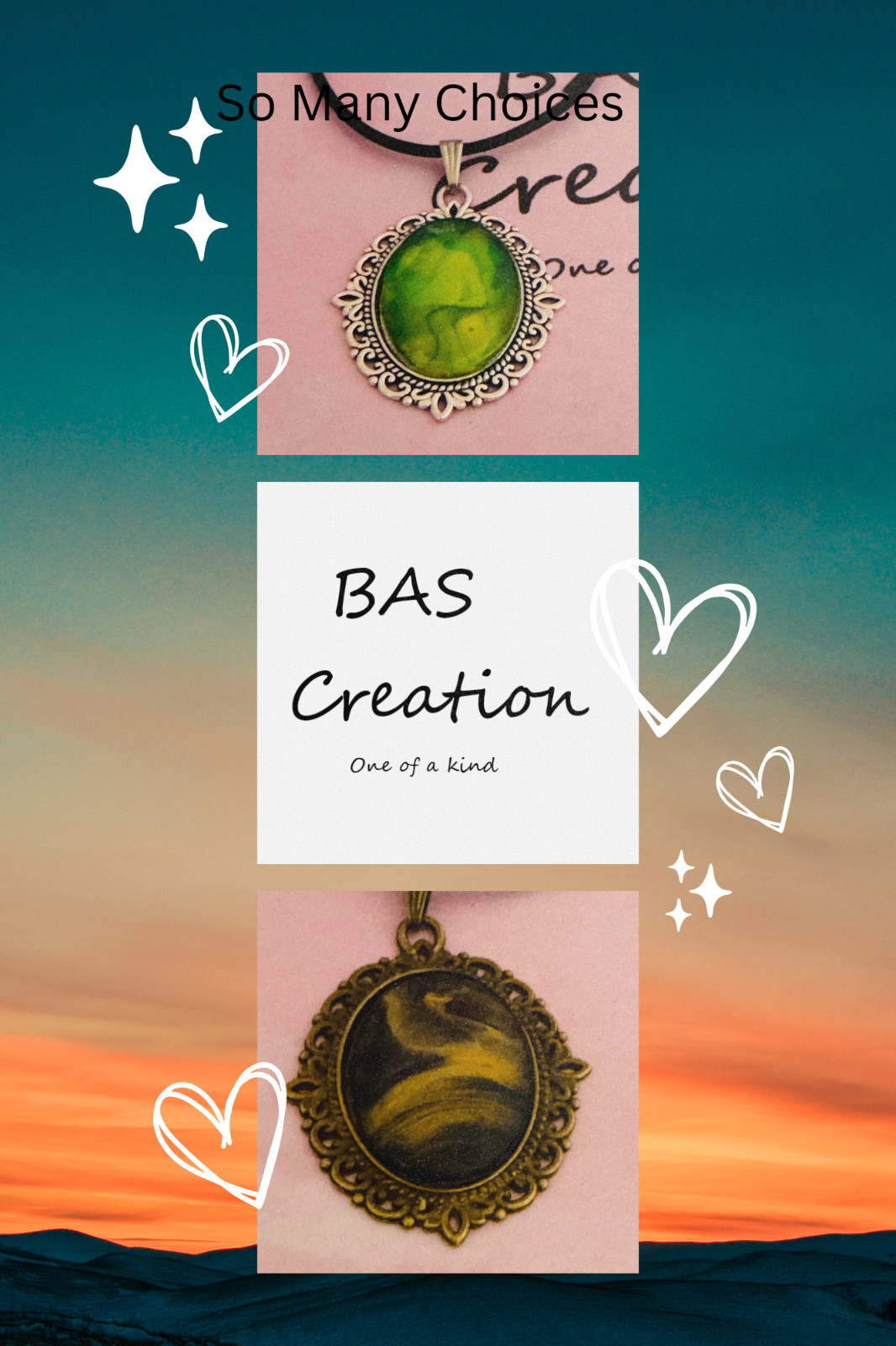 Oval Cabochon Necklace One of a kind Hand-painted by a local Ozark Artist..Me