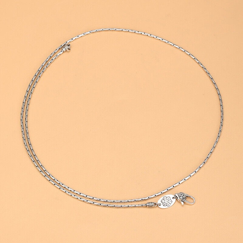Pure 925 Sterling Silver Chain Thin 1.5mm Round Snake Link Necklace Women Men