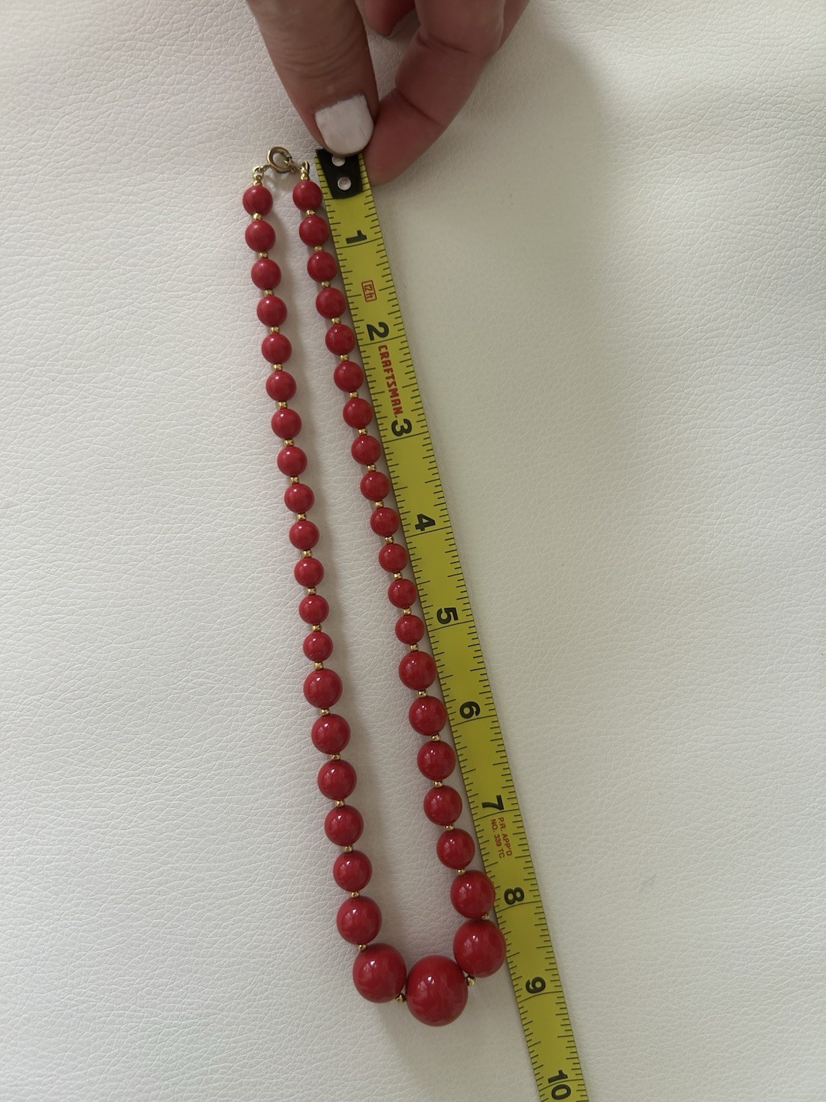 Vintage Red Beaded Statement Necklace Gold Tone Spacers 9 Inches