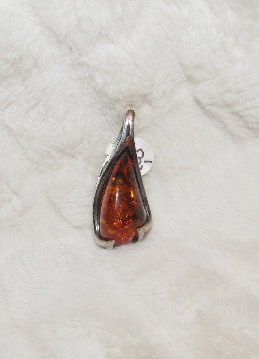 Sterling Silver Pendant Amber America