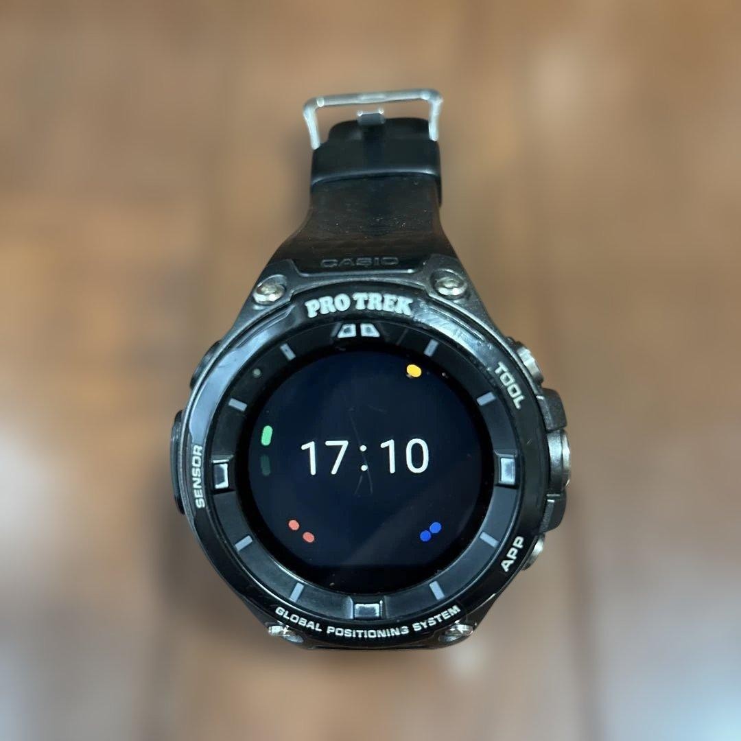 CASIO PRO TREK Smart WSD-F20 GPS Wear OS Watch Black Box Android Used