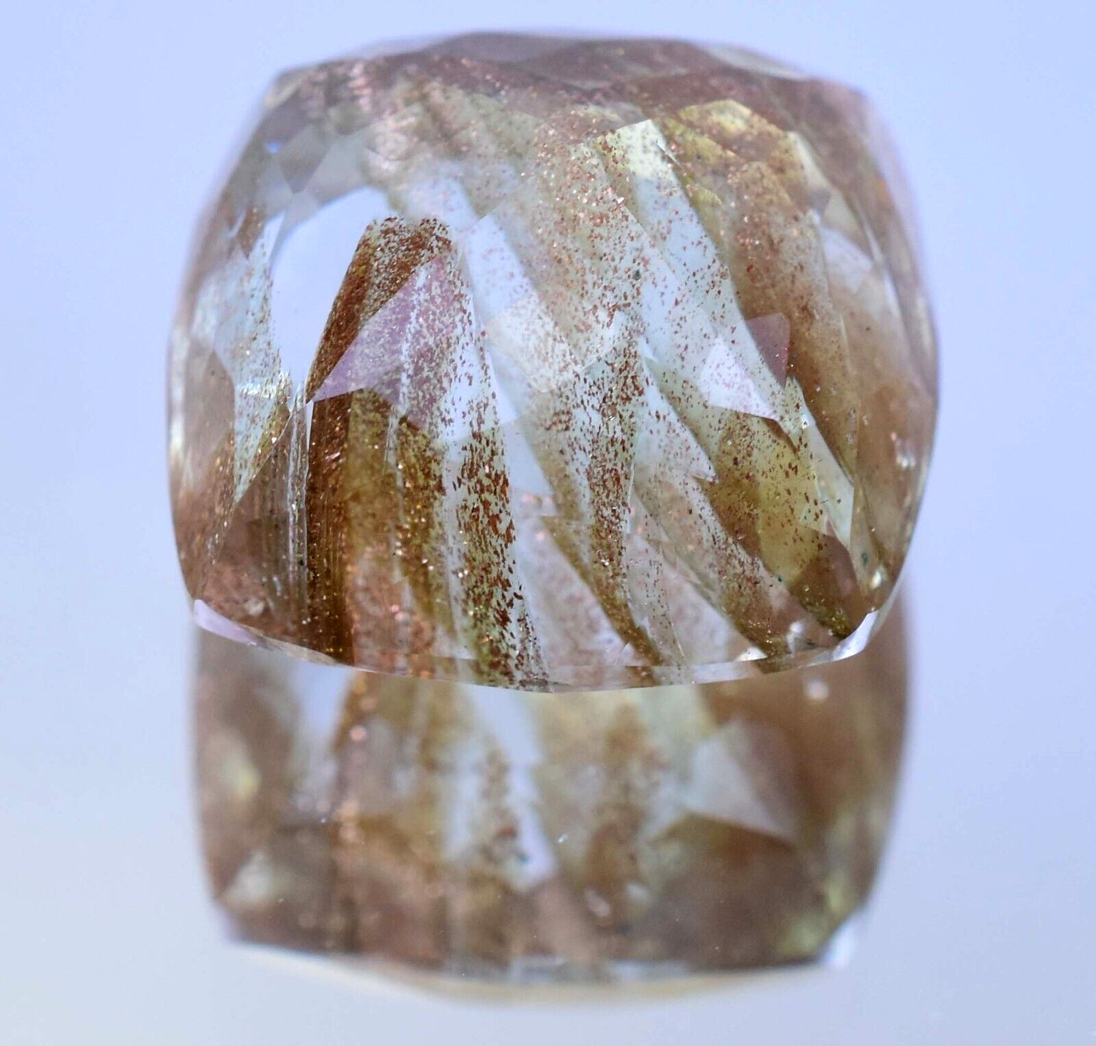 Natural Rutile & Sunstone 34.05 Ct AGL Certified Rare found Two in One Gemstone
