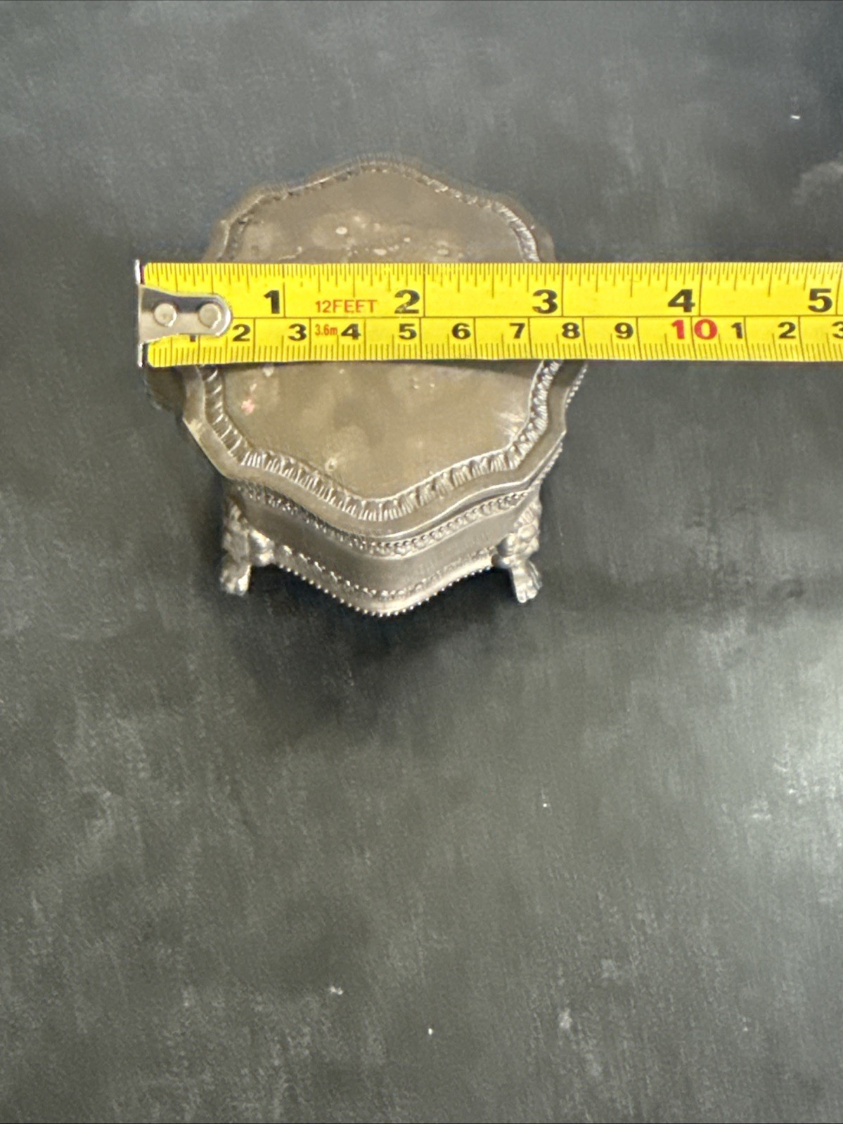 Vintage Jewelry Box w/Lion Claw Feet international Silver