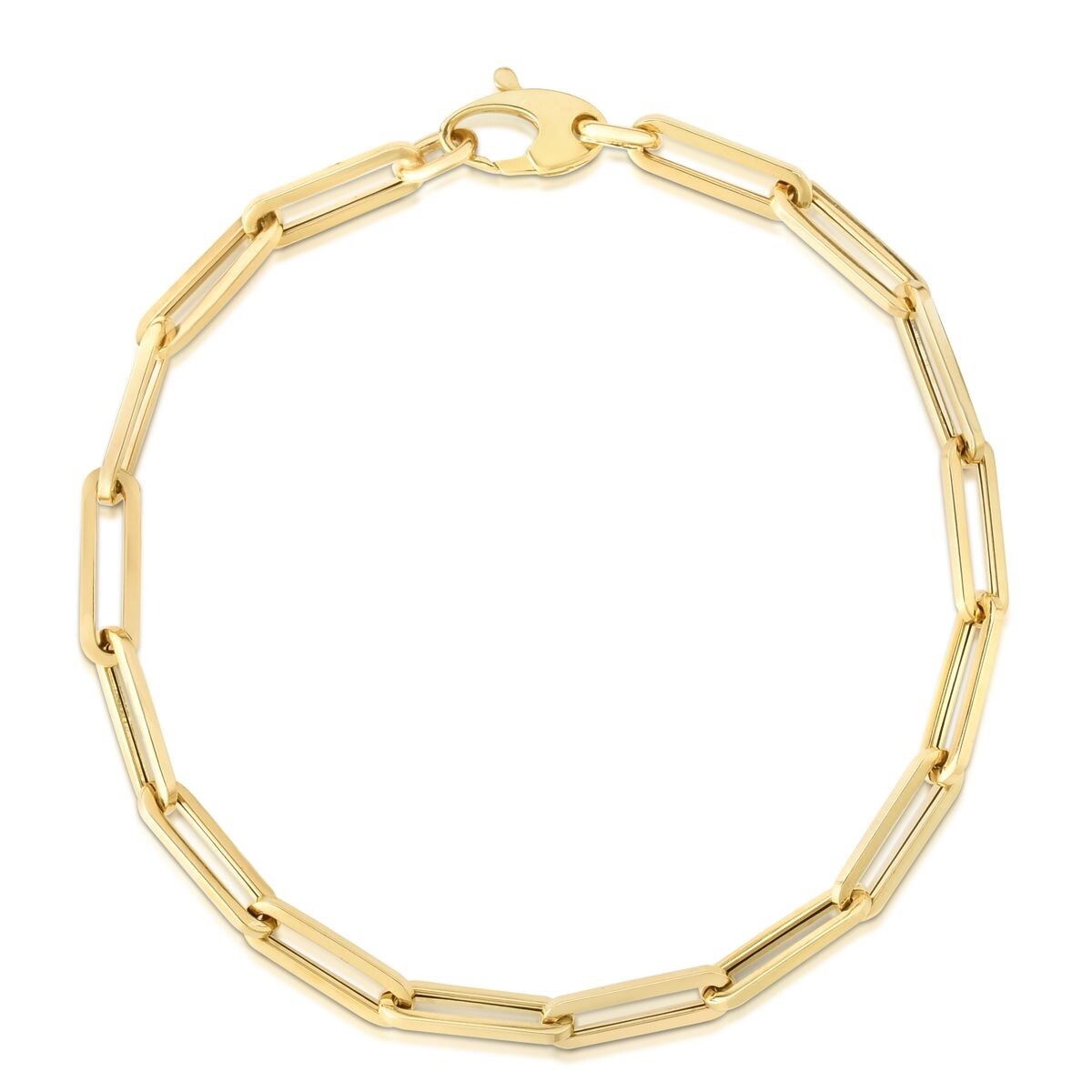 14k Yellow Gold Lite PAPERCLIP Link Chain Bracelet 7.5 Inch 4.3 grams 6.MM