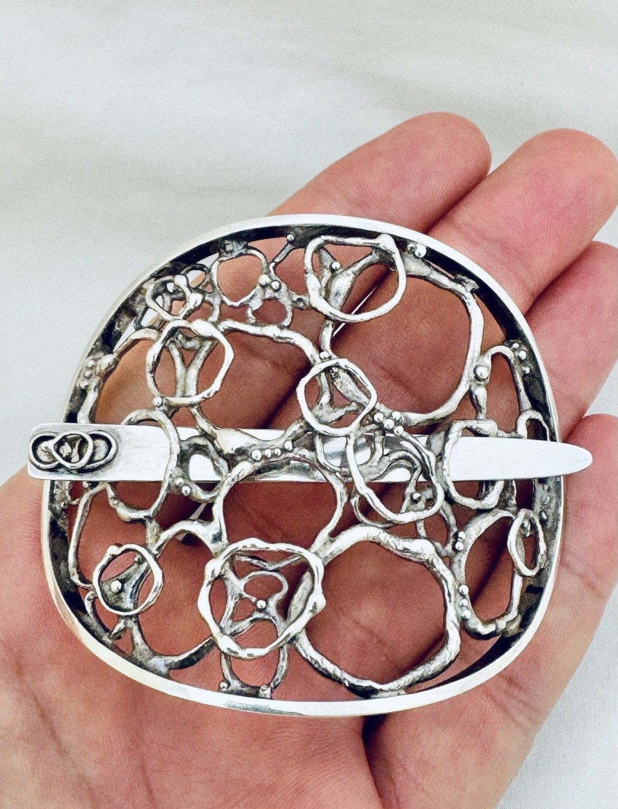 Jane Watling Lacock Solid Sterling Silver Hair Clip London 1986