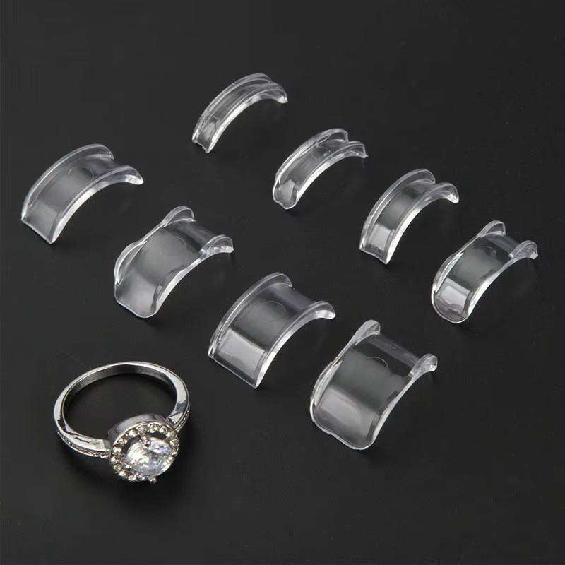 8 Sizes Clear Silicone Ring Size Adjuster Invisible Ring Guard for Loose Rings