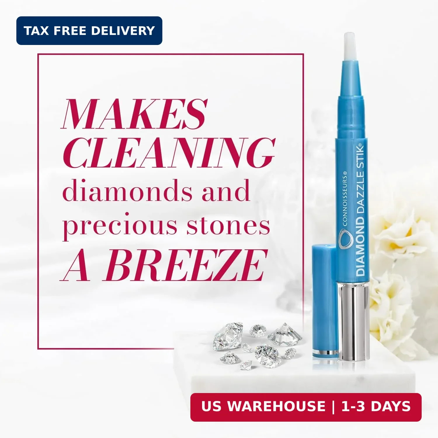 CONNOISSEURS Diamond Dazzle Stik – Portable Diamond Cleaner for Rings and Other