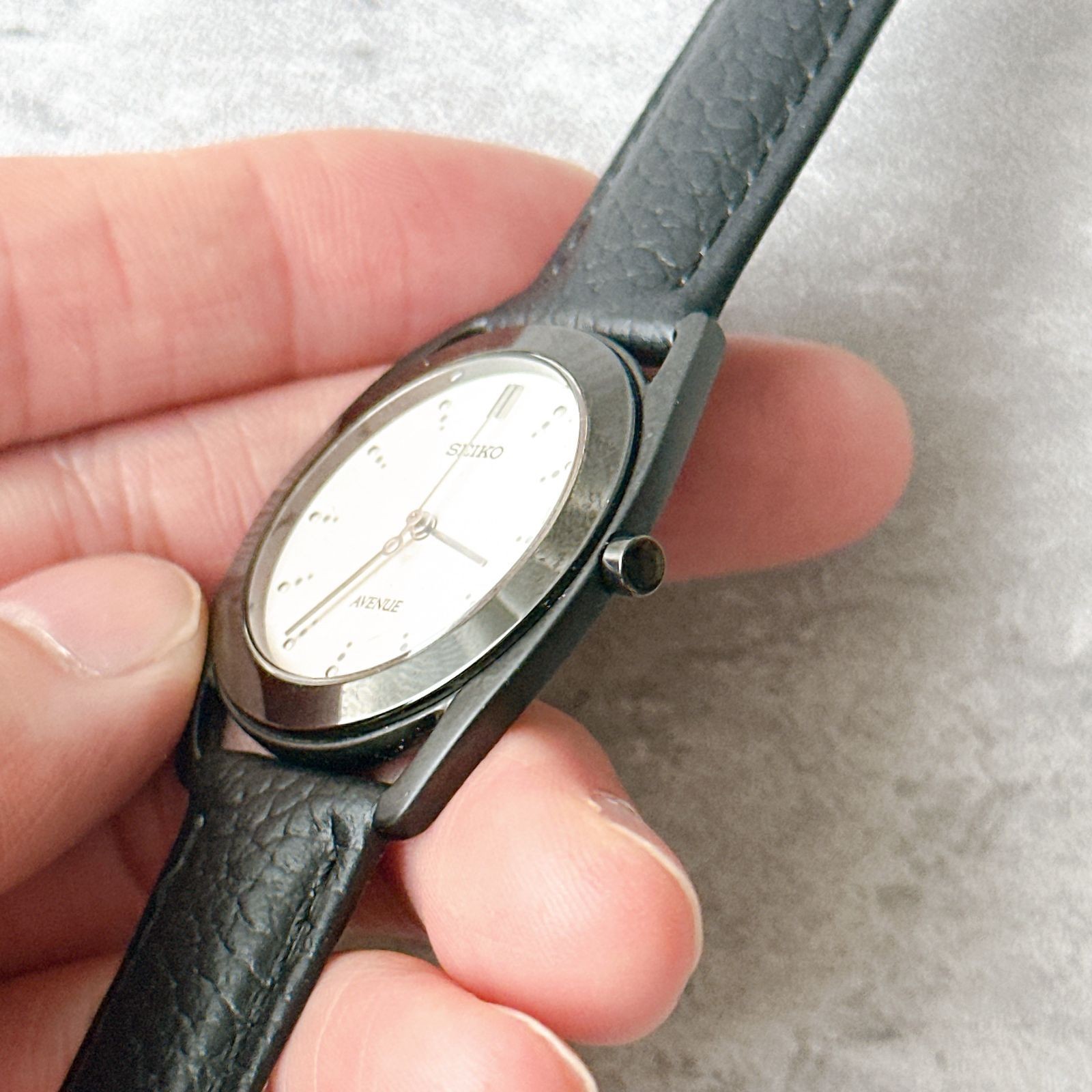 SEIKO AVENUE 7N01 6680 black case white dial men’s quartz minimal leather belt v
