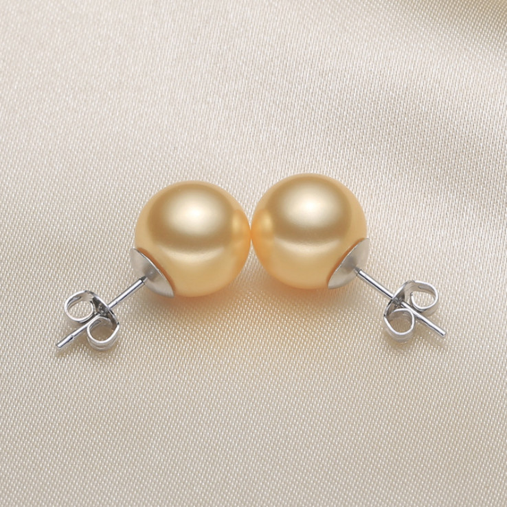 6/8/10/12mm Natural South Sea Shell Pearl Stud Earrings 925 Sterling Silver Set