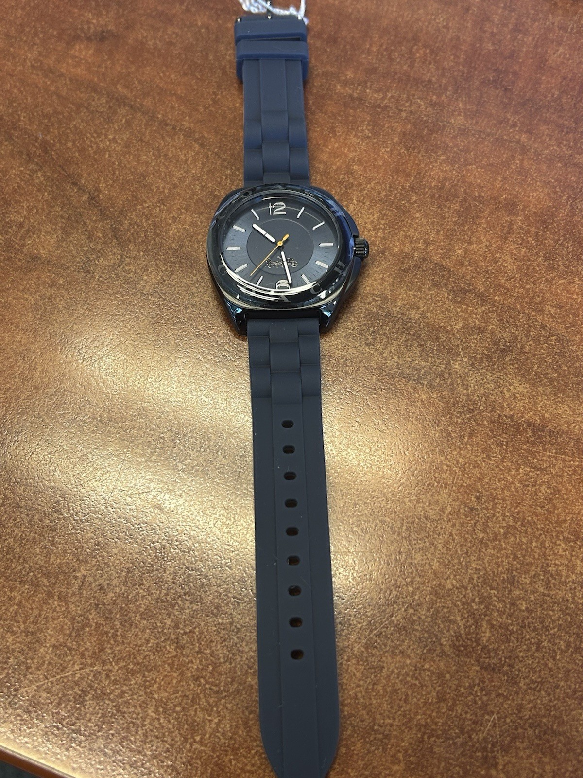 Coach Men Flip Watch Rubber Strap Navy/Black Stainless Steel Water Resist 3 Bar