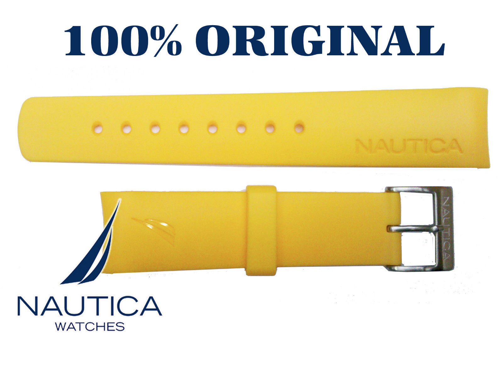 22 mm Authentic NAUTICA NTC Men’s NST Silicone Rubber Watch Band Strap