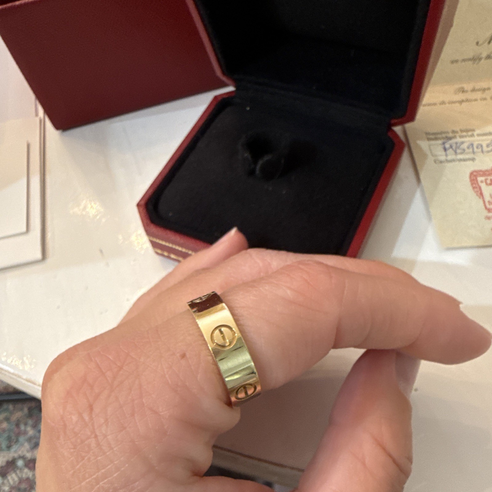 Cartier Classic Love 18K Yellow Gold Ring Size 57 Signed 5.5mm