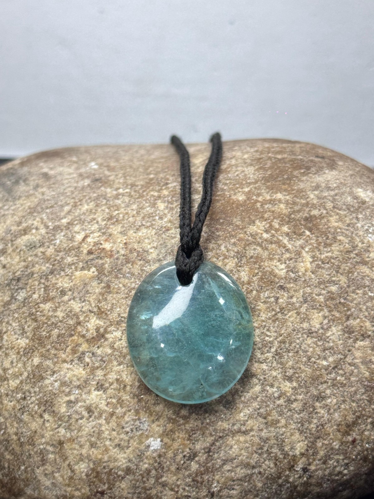 Natural Aquamarine Pendant Necklace Handmade Thread Pendant Daily Wear