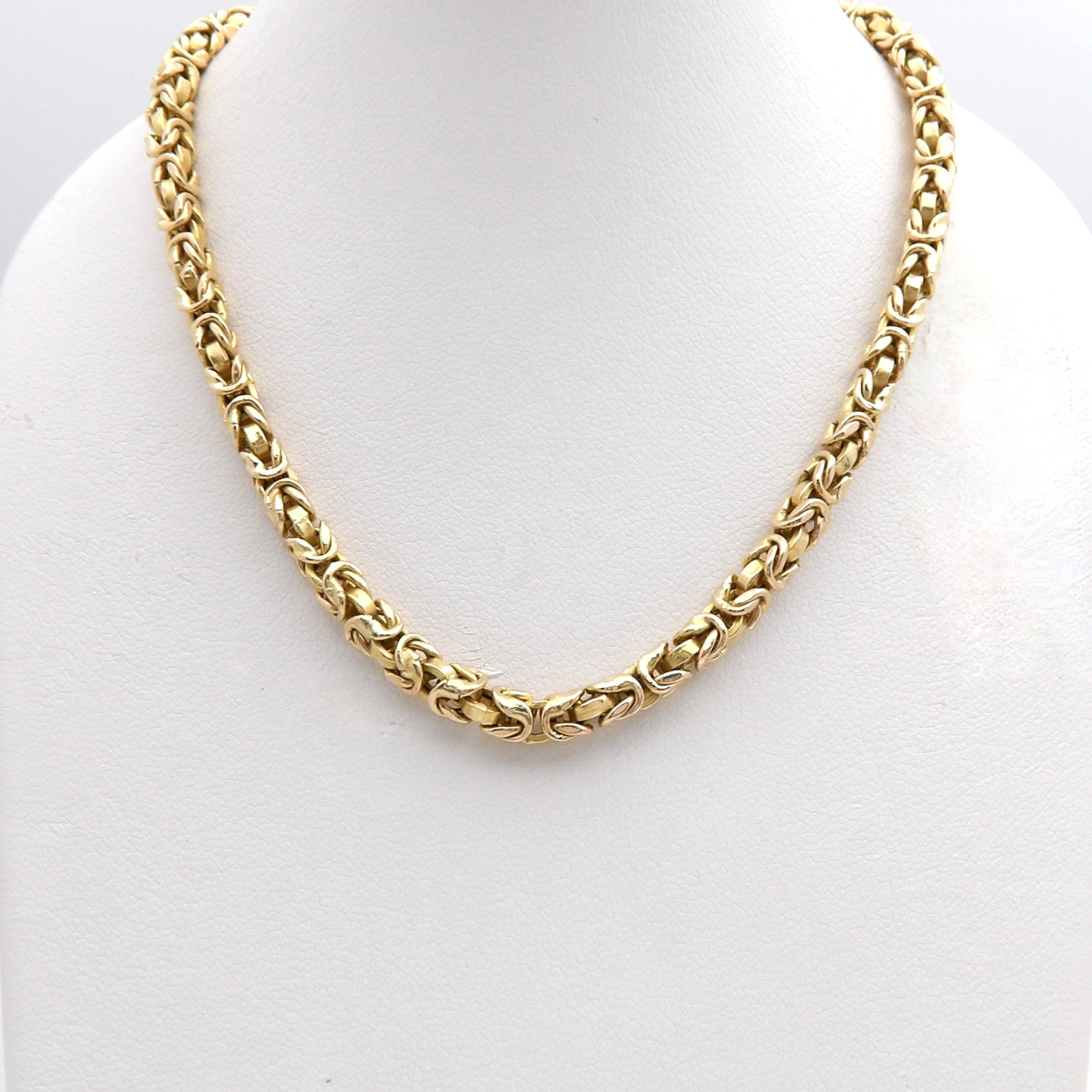 Solid 14k Gold Round Byzantine Link Tukrish Rope Chain Necklace 18.5in Italy