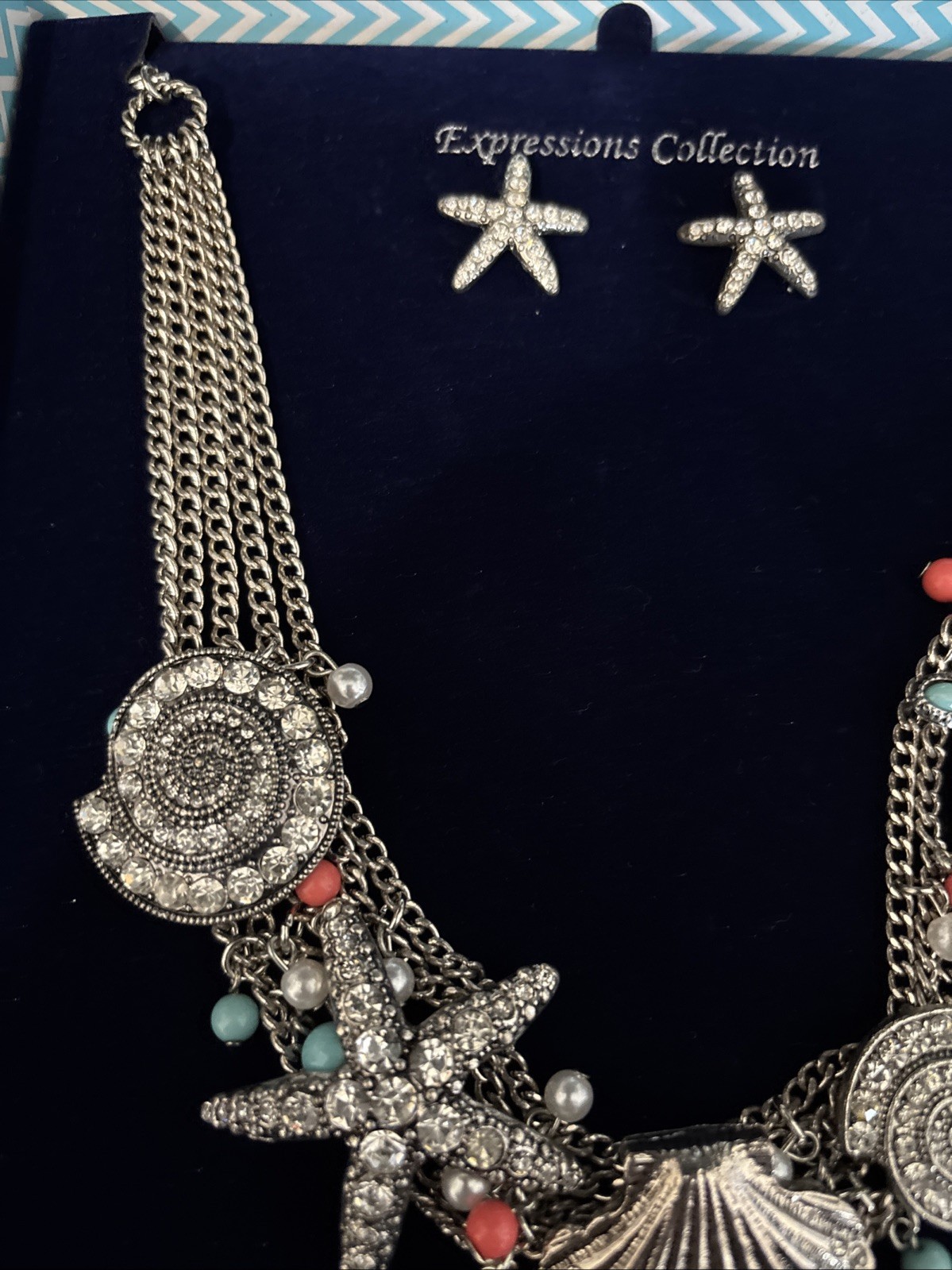 BELLA PERLINA EXPRESSIONS Seashell Necklace& Starfish Earrings. NIB