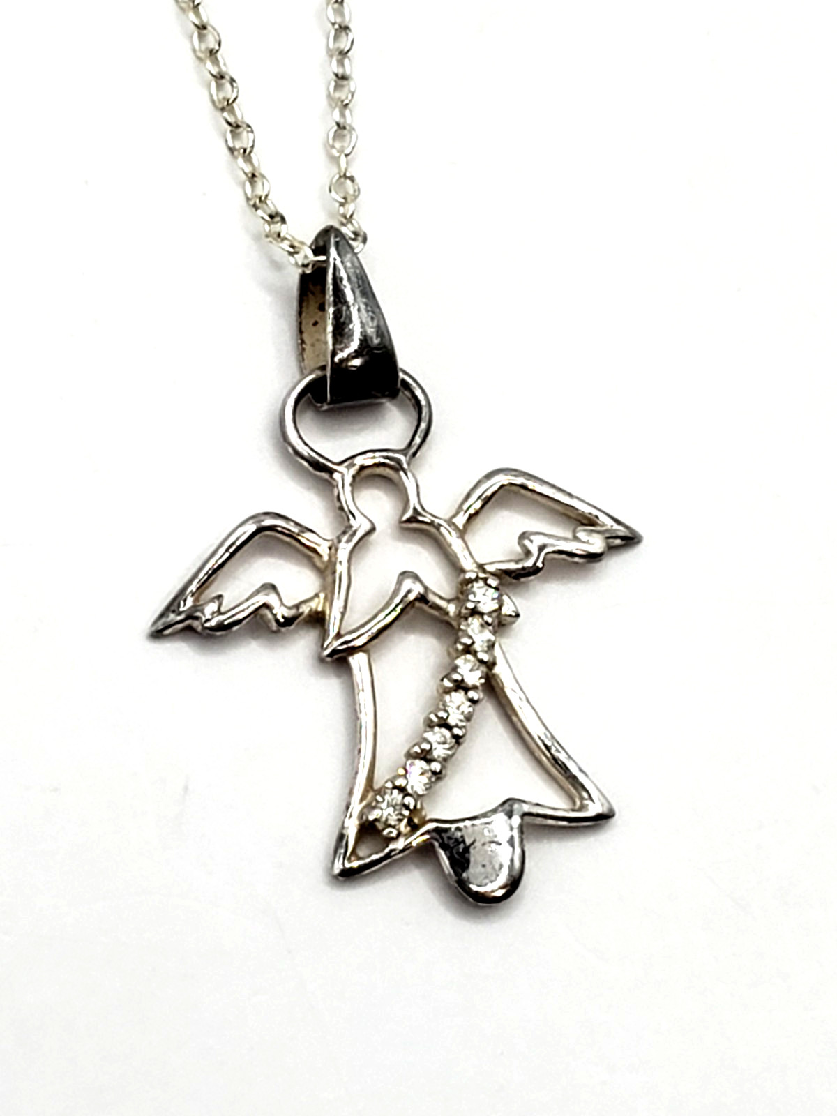 Praying Guardian Angel Pendant Necklace 18″ Chain 925 Sterling Silver