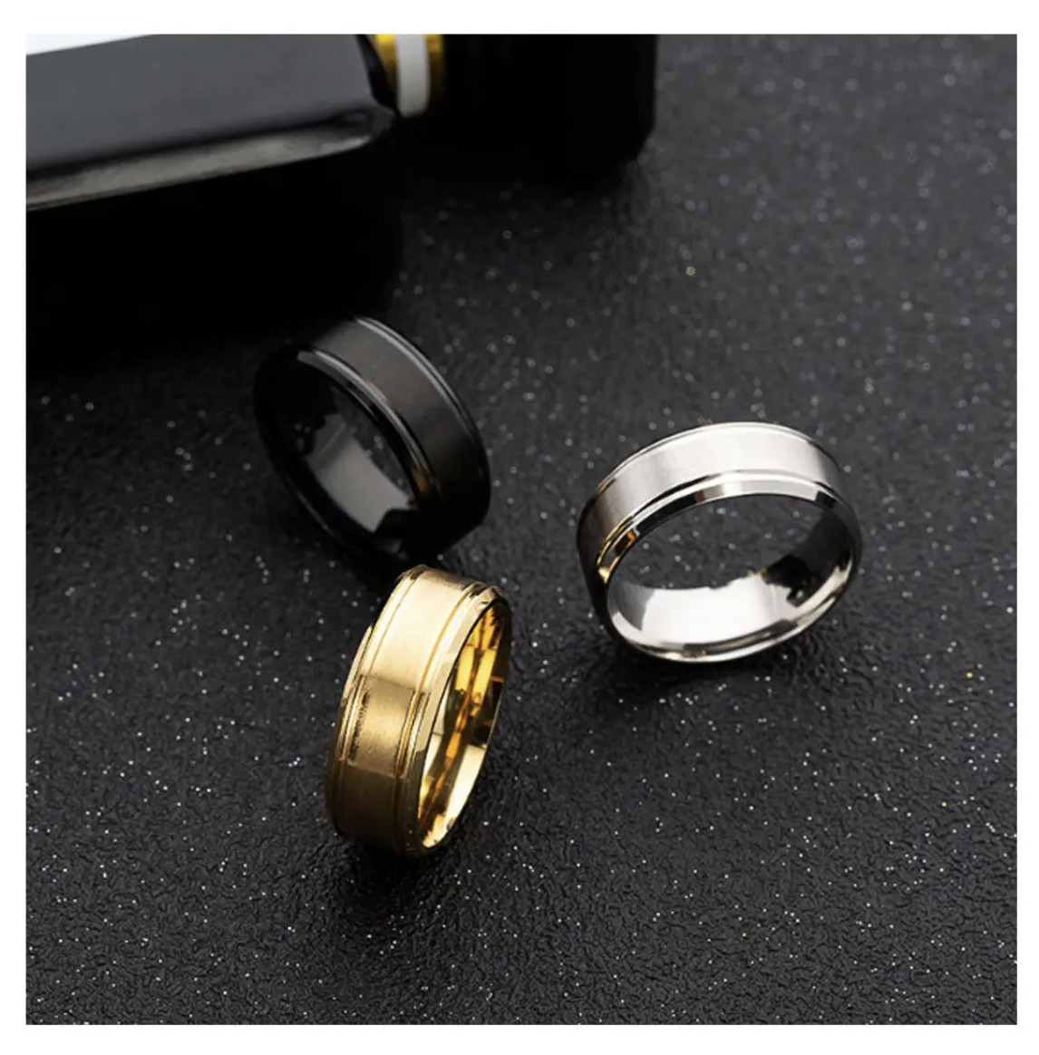 Men Black Titanium Ring Wedding Lover Couple 8-13