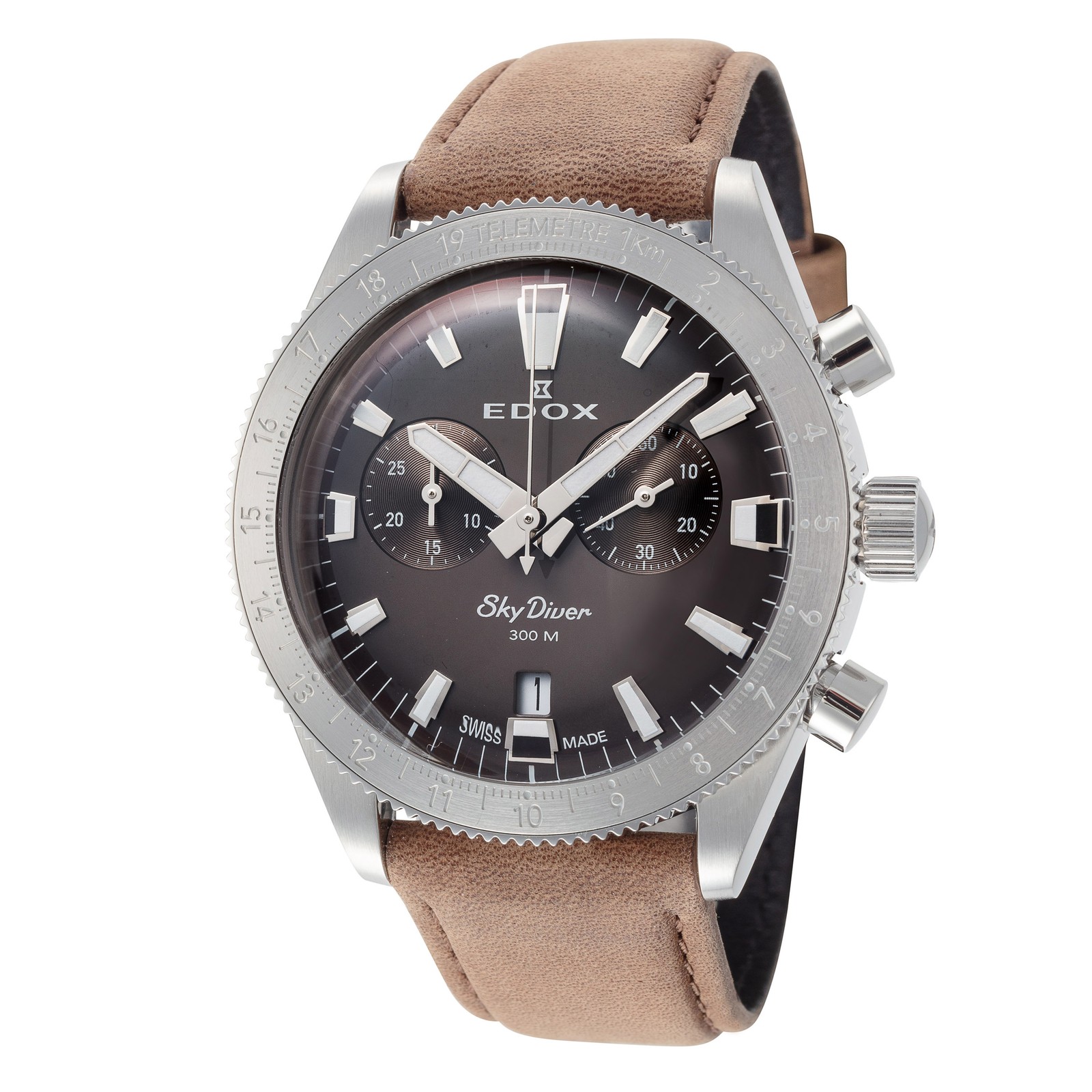 Edox Men’s SkyDiver 40mm Quartz Chronograph Watch 10116-3-GRIDN