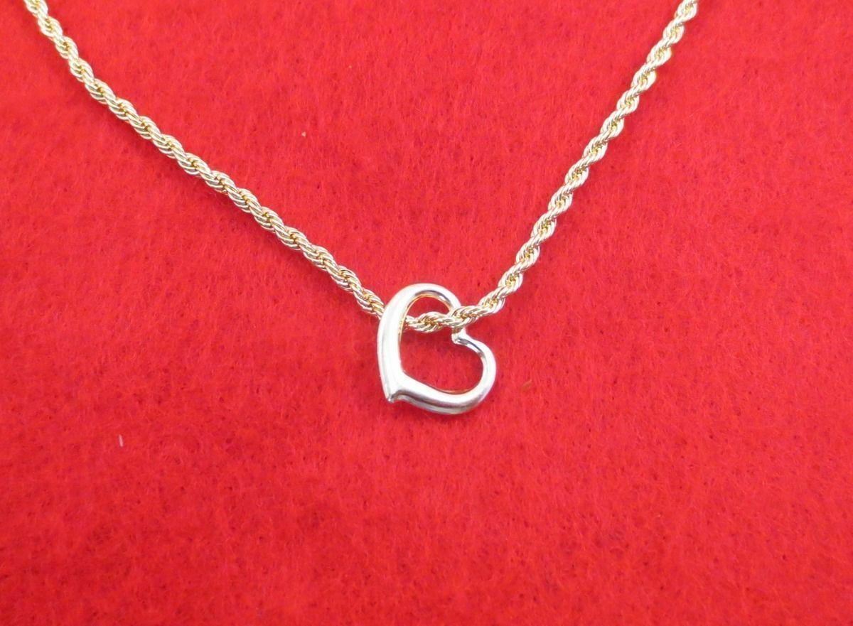 14 KT GOLD EP 20″ 2.5MM FRENCH ROPE CHAIN NECKLACE WITH FLOATING HEART