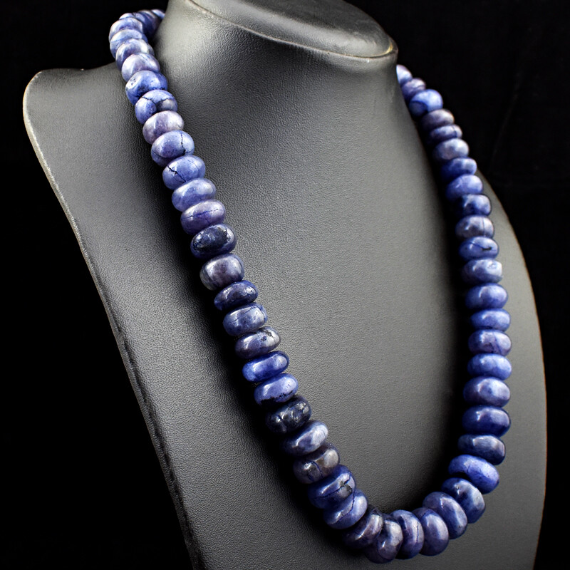 740.00 Cts Natural Round Shape Blue Iolite Unheated Beads Necklace NK03E175 (DG)