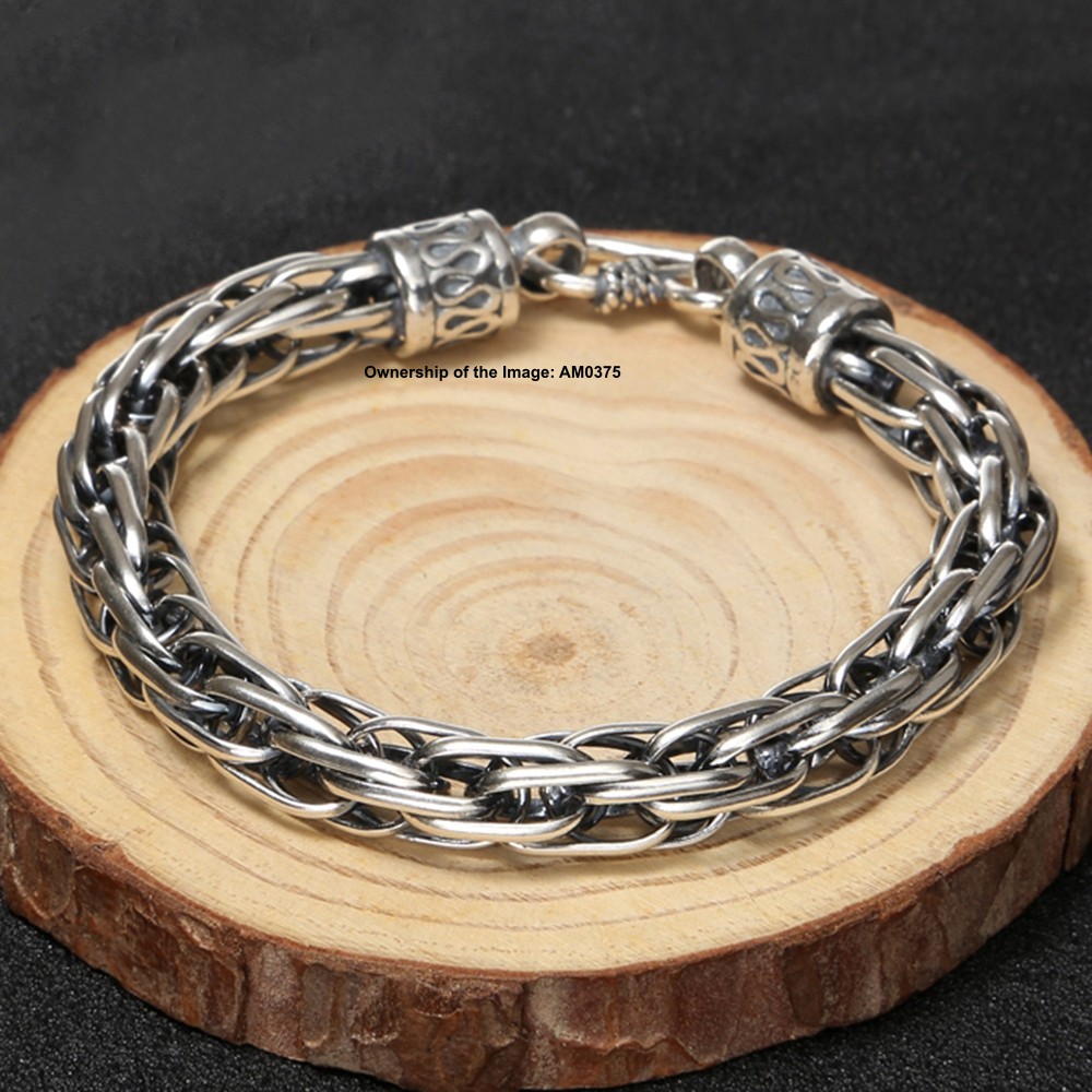 Pure 925 Sterling Silver 9mm Oval Link Chain Round Men’s Bracelet 7.5-8.66inch