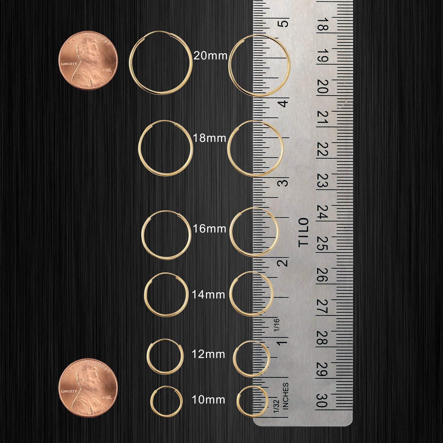 14K Yellow Gold Endless Round Hoop Earrings, 40mm