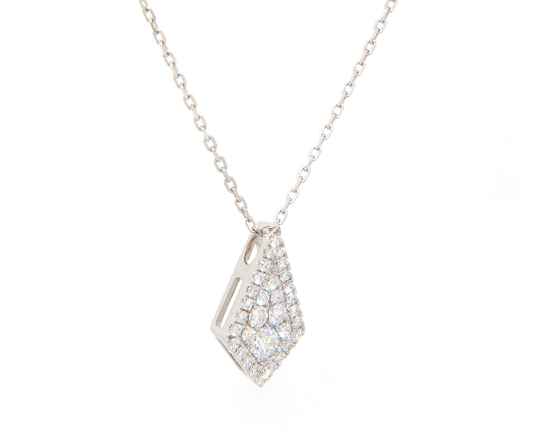 New Frederic Sage 0.89ctw Diamond Kite Shaped Firenze Pendant Necklace in 14K