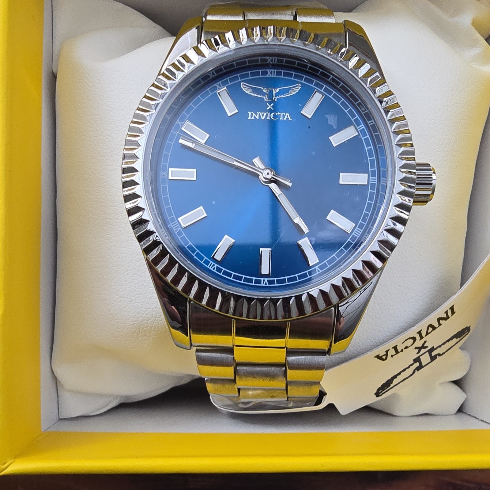 Invicta Lot of 4 Quartz Analog Steel Bracelet White/Blue/Turquoise Dials w/ Box
