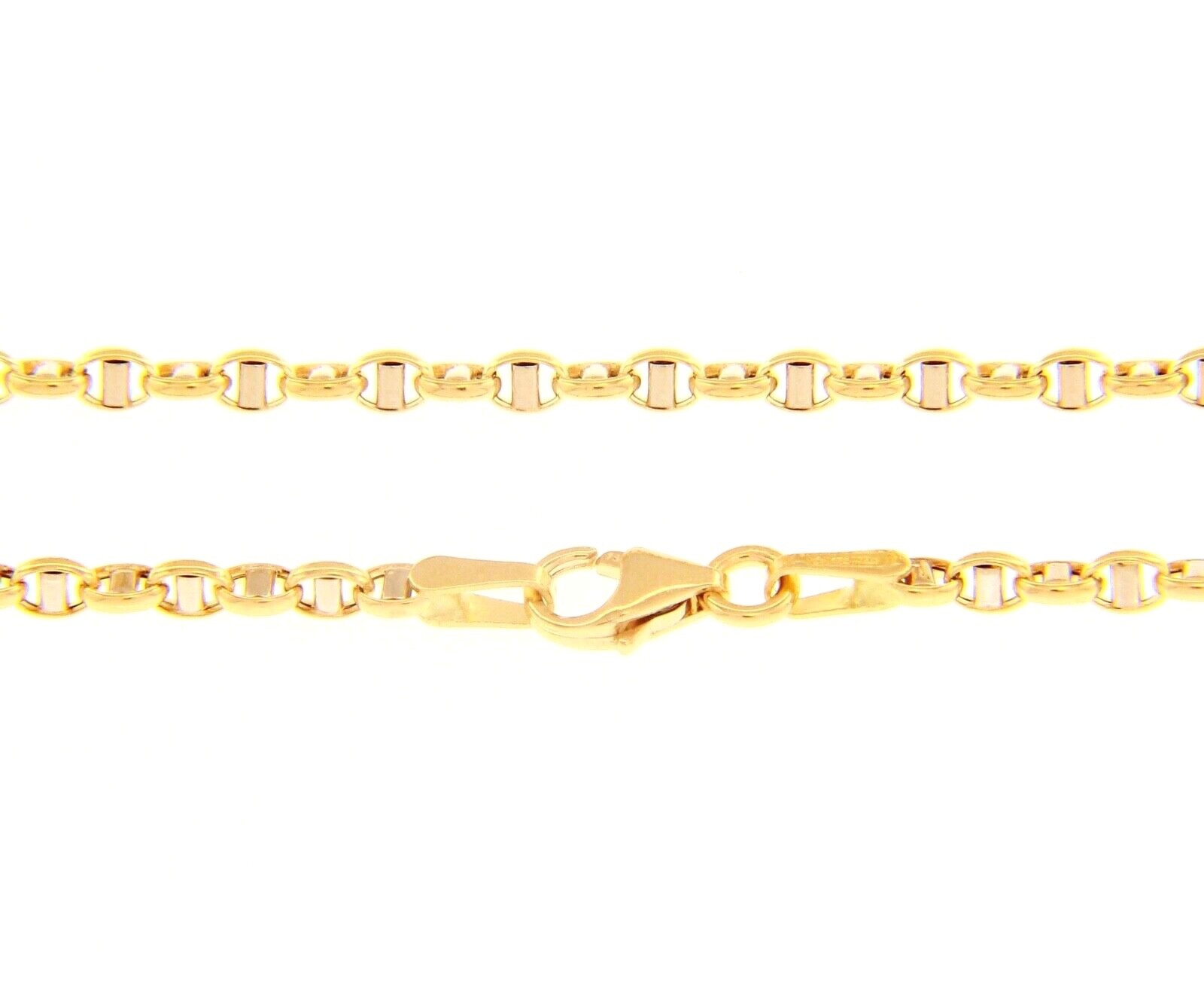 18K YELLOW GOLD CHAIN NECKLACE SAILOR’S OVAL NAVY LINK 23.62 IN MADE IN ITALY
